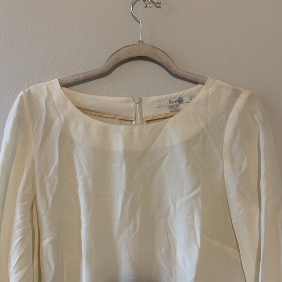 Boden Womens Size 8 Ivory Elegant Silk Blendpeplum Top Blouse - Picture 2 of 6
